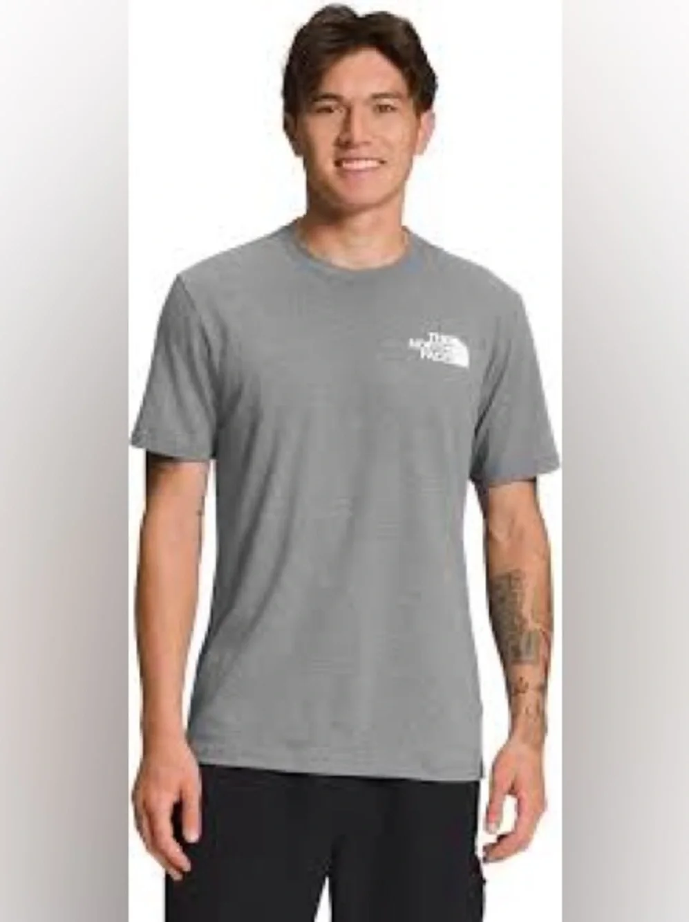 The North Face Men's Short-Sleeve Crew Tee in Gray with White Logo 819